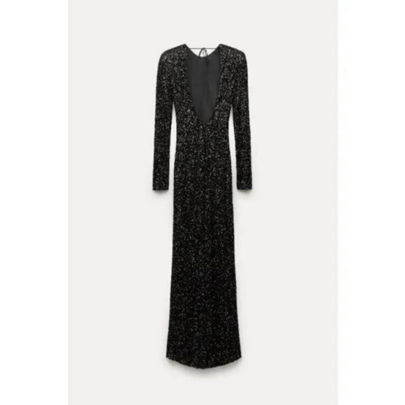 ZARA SHOULDER PAD SEQUIN DRESS - Picture 7 of 10